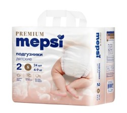 Подгузники 24 шт. Mepsi премиум 4-9 кг р. s