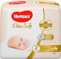 Подгузники 25 шт. Huggies элит софт 4-6 кг р. 2