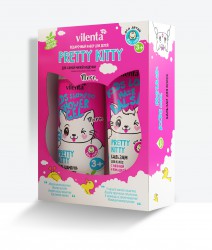 Набор подарочный для детей Vilenta Претти Китти гель-шампунь для девочек 2в1 + бальзам для волос 400 мл + 200 мл