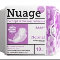 Прокладки женские гигиенические, Nuage (Нюаж) 10 шт нормал с поверхностью сетка
