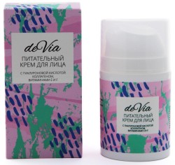 Крем для лица deVia питательный с гиалуроновой кислотой коллагеном витаминами Е и F 50 мл